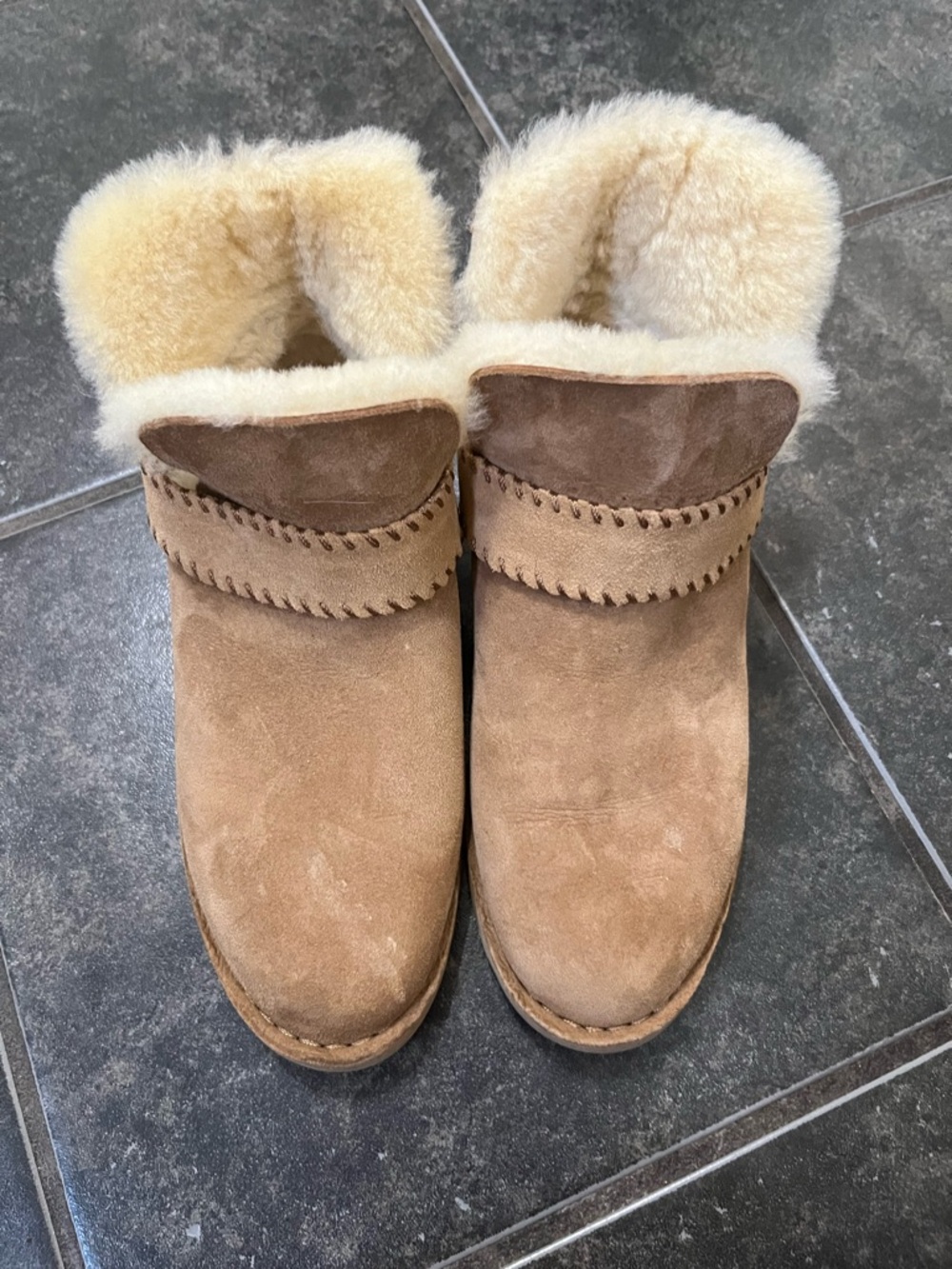 UGG Cream Shearling-Lined Slip-On boots